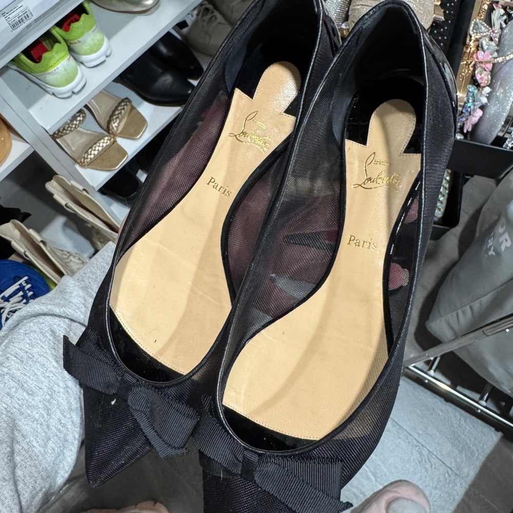Christian Louboutin Black Mesh Bow Heels